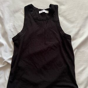 Black Ribbed Sleeveless Tank Top